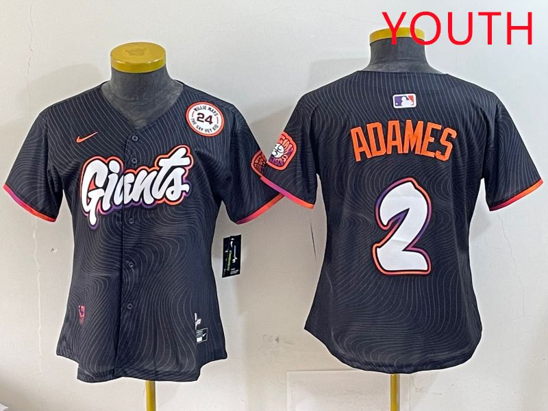 Youth San Francisco Giants #2 Adames Black Joint Name Nike 2025 MLB Jersey style 9